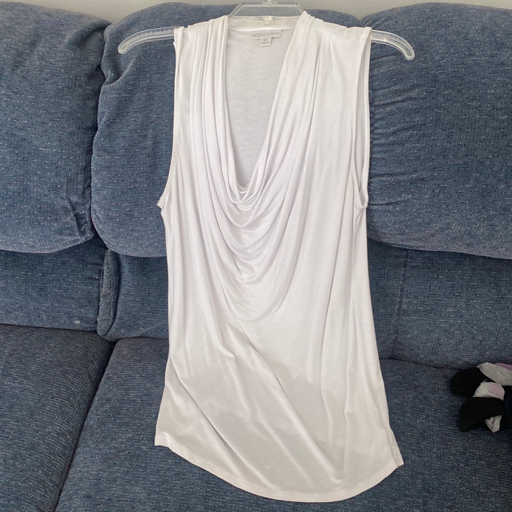White summer drop neck top